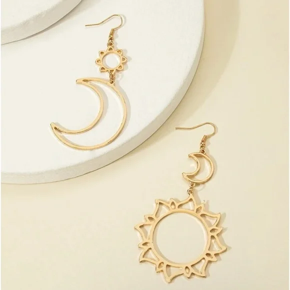 Boho Sun Moon Cut Out Elegant Gold Sliver Black - Picture 6 of 11